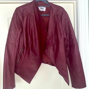 burgundy cropped leather jacket size medium